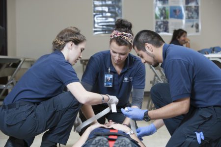 Students practice EMS Techniques: EMT CPR PSFA Training Classes